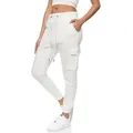 REPUBLIX Jogginghose ELISE Damen Cargo Jogger Sporthose Jogging Sweat Pants weiß M