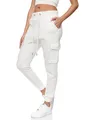 REPUBLIX Damen Cargo Jogginghose Jogger Sporthose Jogging Sweat Pants RD-030 Weiß M
