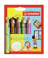 STABILO® WOODY MULTITALENT BUNTSTIFT 3IN1 ETUI MIT 5 STIFTE & SPITZER NEU OVP