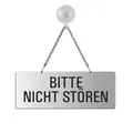 Hängeschild Bitte nicht stören 175x65 mm Alumium silber eloxiiert Saugnapfhaken