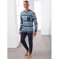 Schlafanzug, Herren, Gr. 48/50, blau (himmelblau, marine, geringelt), 100% Baumwolle, Homewear-Sets