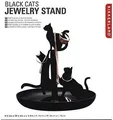 Schwarzer Schmuckhalter Katzen Design, ca. 14cm, mit drei Katzensilhouetten und Ringhalter-Funktion