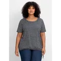 Sheego T-Shirt Große Größen mit Tunnelzug am Saum und Alloverprint blau 44/46