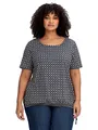 Sheego Damen Große Größen Shirt mit Tunnelzug am Saum und Alloverprint Freizeitmode feminin Rundhals-Ausschnitt -