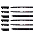 STABILO 6 Filzstifte für Transparent, Permanent, Superfeine Spitze, Schwarz