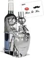 BRUBAKER Weinflaschenhalter Just Married - Metall Flaschenhalter Hochzeit, (Deko Figur Hochzeitspaar, 1-St., Flaschenständer mit Geschenkkarte), Wein Geschenk für Brautpaare oder Hochzeitstag
