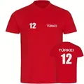 multifanshop T-Shirt Herren Türkei - Trikot Nummer 12 - Männer rot XXL