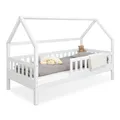 Ehrenkind® Hausbett Lille | Kinderbett mit abnehmbaren Rausfallschutz aus Massivholz FSC® zertifziert | Hausbett 80x160 | Kinderbett 80x160 Weiß