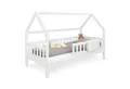 Ehrenkind Hausbett Lille aus massivem Kiefernholz inkl. Rausfallschutz und Rollrost (80x160 Weiß, Hausbett mit optionalem Stauraum), 2 in 1 Aufbau bodentief oder Standardhöhe