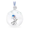 Swarovski Frozen Olaf Weihnachtskugel, Kleine Kugel mit Olaf Figur, Metallanhänger und Strahlenden Swarovski Kristallen