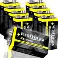 8er Pack kraftmax Xtreme 9V Block Hochleistungs- Batterien ideal für 10 Jahres Rauchmelder - 6LR61 9 Volt Longlife Blockbatterie mit maximaler Lebensdauer