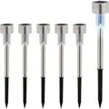 Relaxdays Solarlampen Set Kunststoff Edelstahl Silber Schwarz Dämmerungssensor 6er Pack 31 cm x 4,5 cm