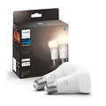 Philips Hue White E27 LED Glühbirne, 1100lm, warmweiß, dimmbar, steuerbar via App, kompatibel mit Amazon Alexa (Echo, Echo Dot), 2er Pack, alte Generation