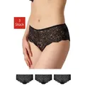 SNOCKS Hipster Panties Damen Unterhose (3-St., 3 Stück) aus Spitze, mit hohem Bund für ein angenehmes Tragegefühl schwarz M