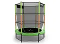 KINETIC SPORTS Kinder Trampolin JUMPER 140 cm - Inklusive Gummiseil Federung, Sicherheitsnetz mit Reißverschluss, Rahmenpolster, Schutz Bodennetz - Indoor Kindertrampolin Spielzeug Grün-Orange