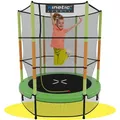 KINETIC SPORTS Kinder Trampolin Jumper 140 cm - Inklusive Gummiseil Federung, Sicherheitsnetz mit Reißverschluss, Rahmenpolster, Schutz Bodennetz - Indoor Kindertrampolin Spielzeug