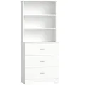 Homcom Bücherschrank, Weiß, Holzwerkstoff, 3 Schubladen, 39.5x180x79 cm, Waschküche, Mehrzweckschränke