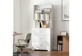 HOMCOM Bücherregal mit 3 Schubladen, 3 offenen Regalen, Bücherschrank 180 cm 1-tlg., für Wohnzimmer, Büro, Weiß