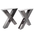 Bentatec 2er Set Bankgestell X 8080 in Stahl Optik - Bankbeine - Bank X - Sitzbank - Loft DIY Projekt Metall