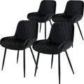 ML-Design 4er Set Esszimmerstühle mit Rücken- und Armlehnen, Schwarz, Samt Sitzfläche, Polsterstuhl mit Metallbeine - Schwarz