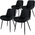 4er Set Esszimmerstühle Esszimmerstuhl Mit Rücken- Und Armlehnen, Schwarz, Samt Sitzfläche, Metallbeine, Küchenstühle Küchenstuhl Wohnzimmerstühle Wohnzimmerstuhl Polsterstuhl Stühle - Ml-design