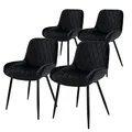 ML-Design 4er Set Esszimmerstühle Esszimmerstuhl mit Rücken- und Armlehnen, Schwarz, Samt Sitzfläche, Stahlgestell, Küchenstühle Küchenstuhl Wohnzimmerstühle Wohnzimmerstuhl Polsterstuhl Stühle