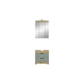Badmöbel-Set SCHLOONSEE  2 teilig  inklusive LED Beleuchtung  bestehend aus: Waschbeckenunterschrank  Spiegelschrank  LED Badaufsatzleuchte  Schloonsee , grün , Maße (cm): B: 60 H: 191