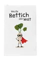 Grafik-Werkstatt Geschirrtuch |Trockentuch mit lustigem Spruch | Heute Rettich die Welt