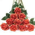 DuHouse 10 Stück künstliche Rosen Seidenblumen Fake Rose 54cm einzelnen Langen Stiel künstlich Blumen Bouquet für Brautstrauß Arrangement Hochzeit Tafelaufsatz Party Haus Küche Dekor(Korallenorange)