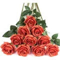 Künstliche Rosen, 10 Stück, Seidenblumen, Koralle, 54cm, langlebig, Dekoration