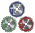 kwb 589399 Kreis-Sägeblatt-Set für Handkreis-Sägen bzw. Zug-Kapp-Gehrungssägen, f. Platten-Werkstoffe u. Baustoffe aus Holz inkl. Reduzier-Ringe auf 16 u. 25 mm, Rot, 250 x 30/25/16 mm