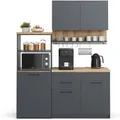 Vicco Egbert Küchenzeile Anthrazit 160 cm mit Ausziehbarem TischEgbert ohne E-Geräte