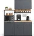 Küchenzeile  Vicco Egbert Anthrazit 160 cm mit ausziehbarem Tisch, Model 41316