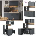 Singleküche Egbert Anthrazit Eiche 160 cm modern ausziehbarer Tisch Vicco