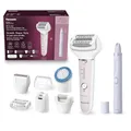 Panasonic ES-EYL9-P503 Kabelloser Nass-/Trocken-Epilierer & Augenbrauen-/Gesichtshaar-Epilierer-Set für Damen, Kurzhaarentfernung, 3 Geschwindigkeiten, Fußpflege- & Bikini-Aufsätze, Weiß/Hellviolett