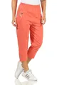 Cherry Berry 3/4-Hose Kurze Damen Sommerhose 3/4 lang Schlupfhose mit Stretchgewebe mit elatischen Bund, in Unifarben, Lachs