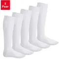 Footstar Langsocken EVERYDAY! 5 PAAR Damen & Herren Kniestrümpfe Lange Socken kniehoch weiß 35-38