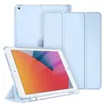 Hülle für iPad 9 10.2" Zoll mit Stifthalter hellblau Halter für Pencil & Adapter