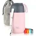 Milu Thermobehälter für Essen, Edelstahl Warmhaltebehälter mit Löffel, (Thermobecher Essen, Thermo Lunchbox für Kinder, Erwachsene), Thermobox Suppen, Babybrei, Speisebehälter rosa 650 ml