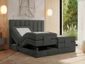 MKS MEBLE Boxspringbett 140x200 elektrisch verstellbar 7-Zonen Taschenfederkern Matratze und Topper Bett 140x200 mit Motor Polsterbett Motorbett - Comforto - Dunkelgrau Strukture - H4