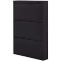 Schuhschrank Sabine aus Metall, modernes Design, Schwarz, platzsparend, 3 Fächer