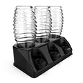SODACLEAN Premium 3er Flaschenhalter Kunststoff Hochglanz | Abtropfhalter für Soda Stream Aarke Emil Flaschen mit Deckelhalterung | Abtropfgestell Crystal Easy Power (Schwarz Hochglanz)