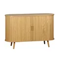 sweeek - Skandinavisches Sideboard, 2 Schiebetüren, 4 Fächer, B 120 x T 40 x H 75 cm - Legacy