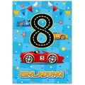 JUNAPACK Einladungskarten Auto zum 8. Kindergeburtstag Jungen Einladungen Rennauto, Einladungskarten mit einem Auto Motiv zum 8. Geburtstag
