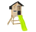 Holz Kinderspielhaus Holli mit Veranda & Rutsche Natur 137x121x140 Zwerkules