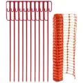 UvV Absperrleinenhalter UVSTOR14, mit Fangzaun, rot, Metall, UVV-Bügel, Ø 14 x 1200mm, 11-teilig