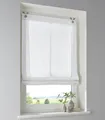 Raffrollo mit Ösen Brondy weiss halbtransparent Leinenoptik Raffgardine mit Hakenaufhängung ohne Bohren Breite 45 cm x Höhe 140 cm