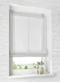 Raffrollo mit Ösen Brondy weiß halbtransparent Leinenoptik Raffgardine mit Hakenaufhängung ohne Bohren Breite 45 cm x Höhe 140 cm