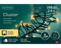 Lumineo LED-Lichterkette Lumineo Lichterkette CLUSTER 288 LED 2,6 m Soft Gold, schwarzes Kabel, Indoor/Outdoor, dimmbar, 8h-Timer, + 5 m Zuleitung