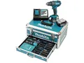 Akku-Schlagbohrschrauber MAKITA DHP482RFX9 , gelb (blau), B:79mm H:249mm L:198mm, Bohrmaschinen, 18V 62 Nm, inkl. 2xAkkus 18V/3Ah/Ladegerät, Zubehör und Koffer